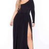 Dresses * | Curvy Sense Dresses Plus Size Ravenna M-Slit Maxi Dress Black