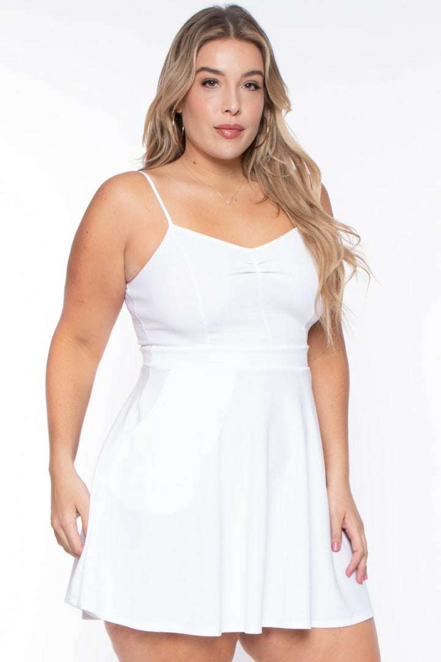 Dresses * | Curvy Sense Plus Size Blossom Flare Dress New Arrivals White