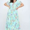 Dresses * | Ricarica Plus Size Ailsa Floral Maxi Dress Mint