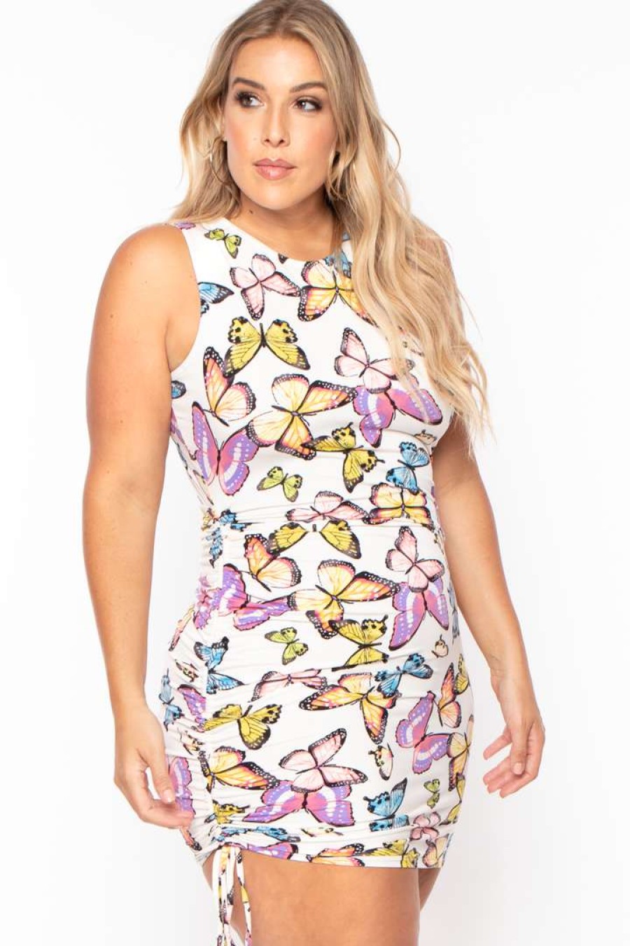 Dresses * | Haute Monde Plus Size Mari Butterfly Bodycon Dress Ivory