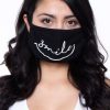 Accessories * | Curvy Sense Washable & Reusable Printed Face Mask Smile Black