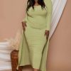 Sets * | Gibiu Plus Size Lizah Tube Dress And Cardigan Set New Arrivals Lime