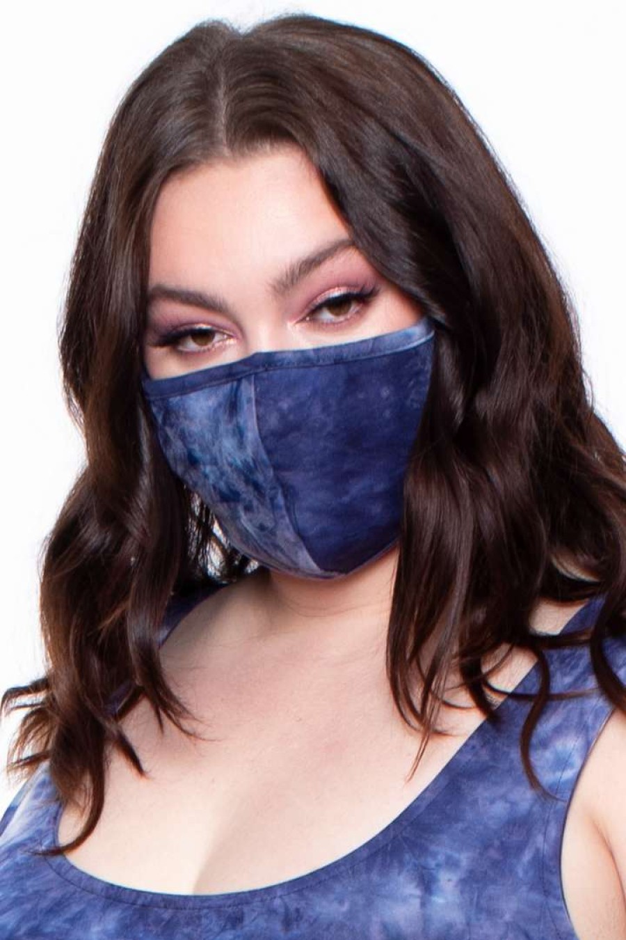 Accessories * | Curvy Sense Washable & Reusable Printed Tie-Dye Face Mask Navy