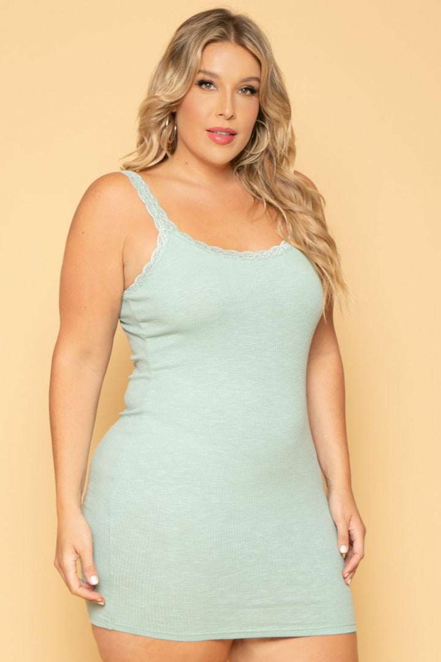 Dresses * | Haute Monde Plus Size Rachel Cami Dress New Arrivals Sage