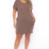 Dresses * | Zenana New Arrivals Plus Size Basic T-Shirt Dress Mocha