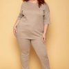 Sets * | Zenana New Arrivals Plus Size Camila Top & Pants Set Mocha