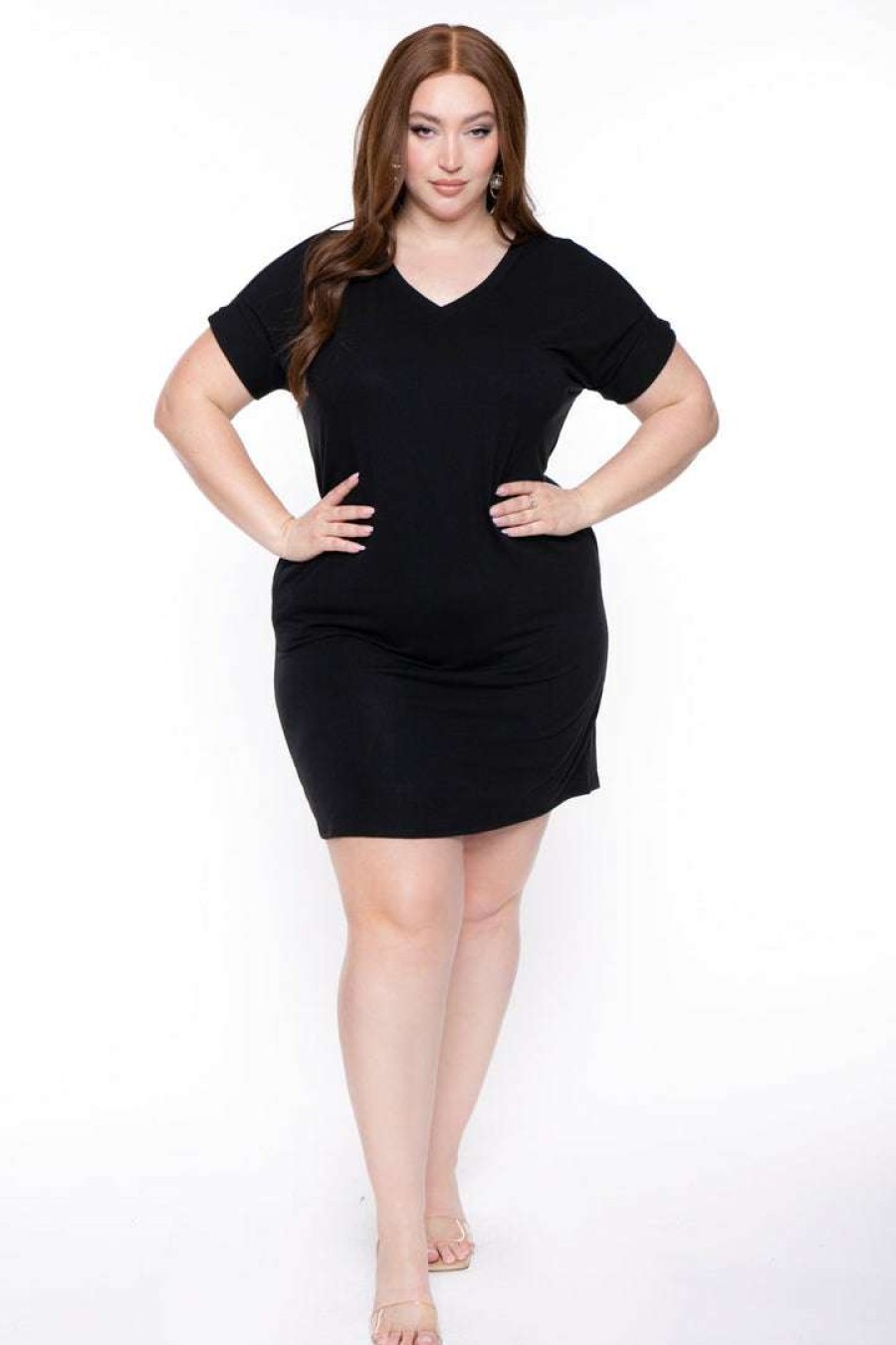 Dresses * | Zenana Plus Size Basic T-Shirt Dress New Arrivals Black