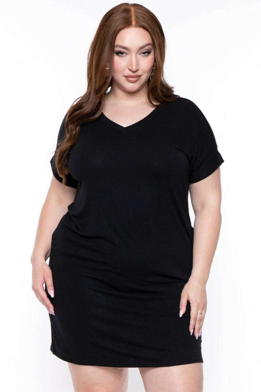 Dresses * | Zenana Plus Size Basic T-Shirt Dress New Arrivals Black