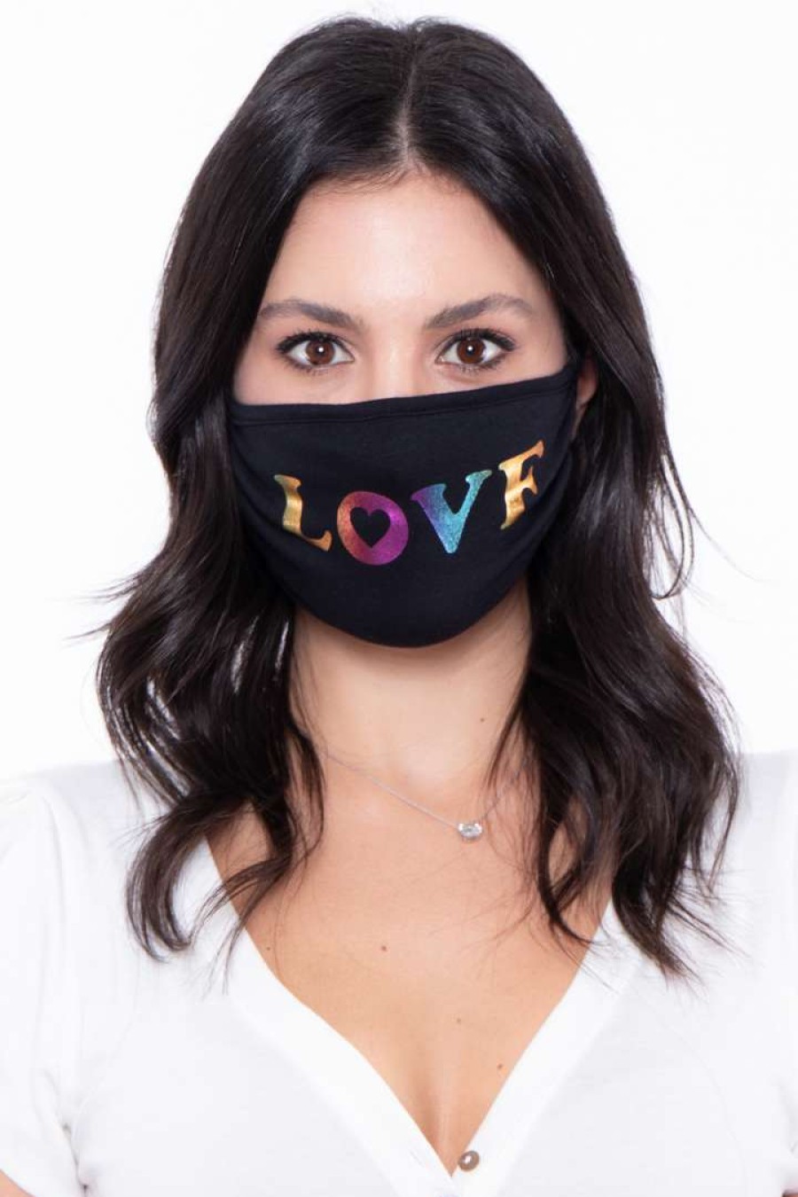 Accessories * | Curvy Sense Washable & Reusable Printed Face Mask Pride Love Black