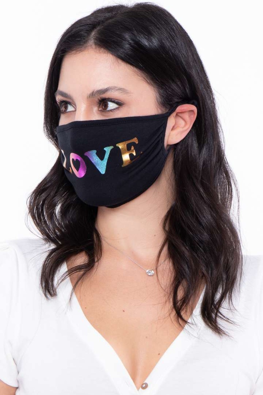 Accessories * | Curvy Sense Washable & Reusable Printed Face Mask Pride Love Black