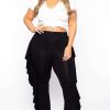 Bottoms * | Curvy Sense Plus Size Ava Ruffle Pants Black