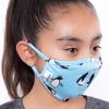 Accessories * | Curvy Sense Kids Washable Fun Patterns Face Mask ( Ages 4 11 ) Penguin Blue