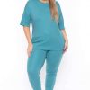 Sets * | Zenana Plus Size Camila Matching Lounge Set Sets Teal