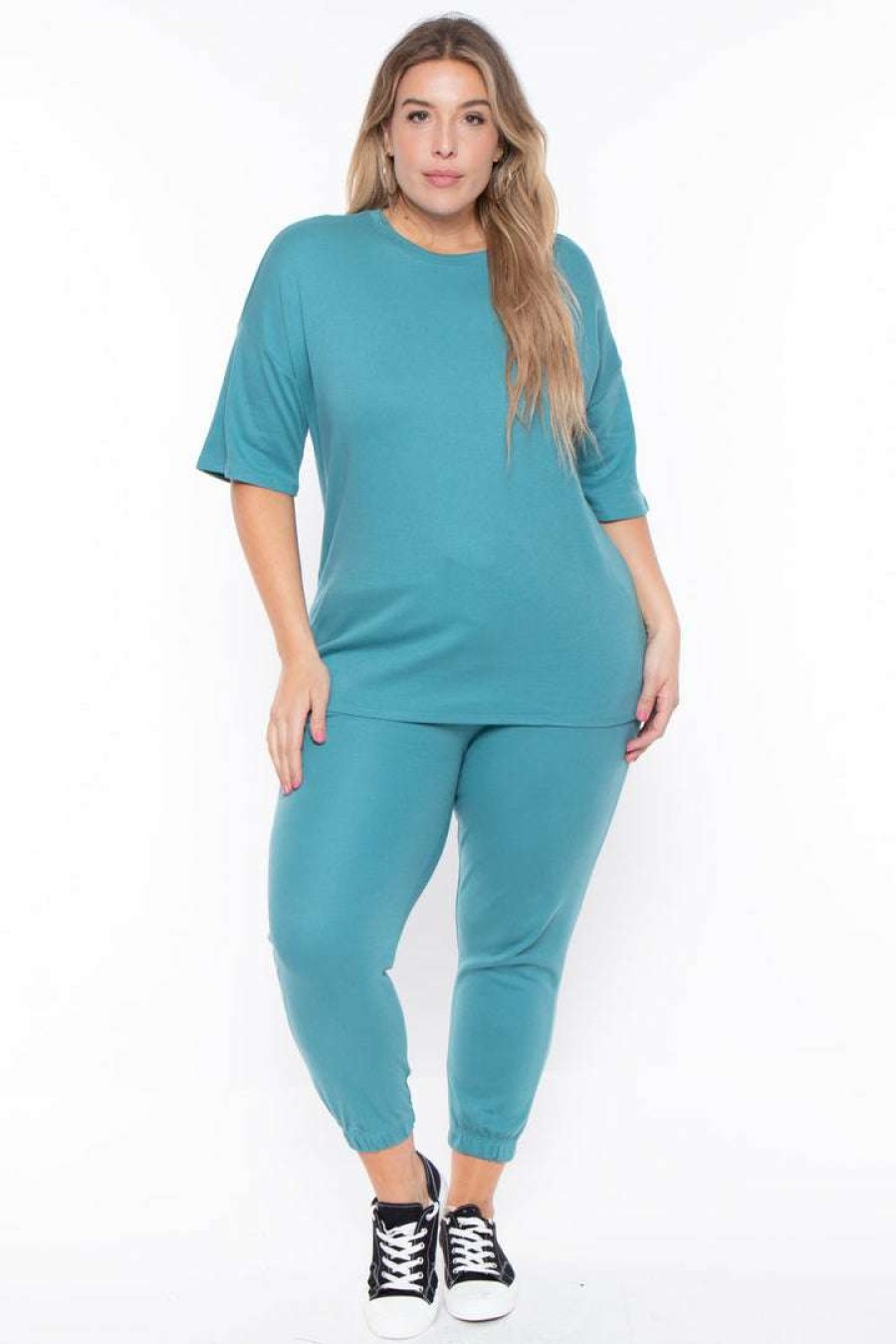 Sets * | Zenana Plus Size Camila Matching Lounge Set Sets Teal