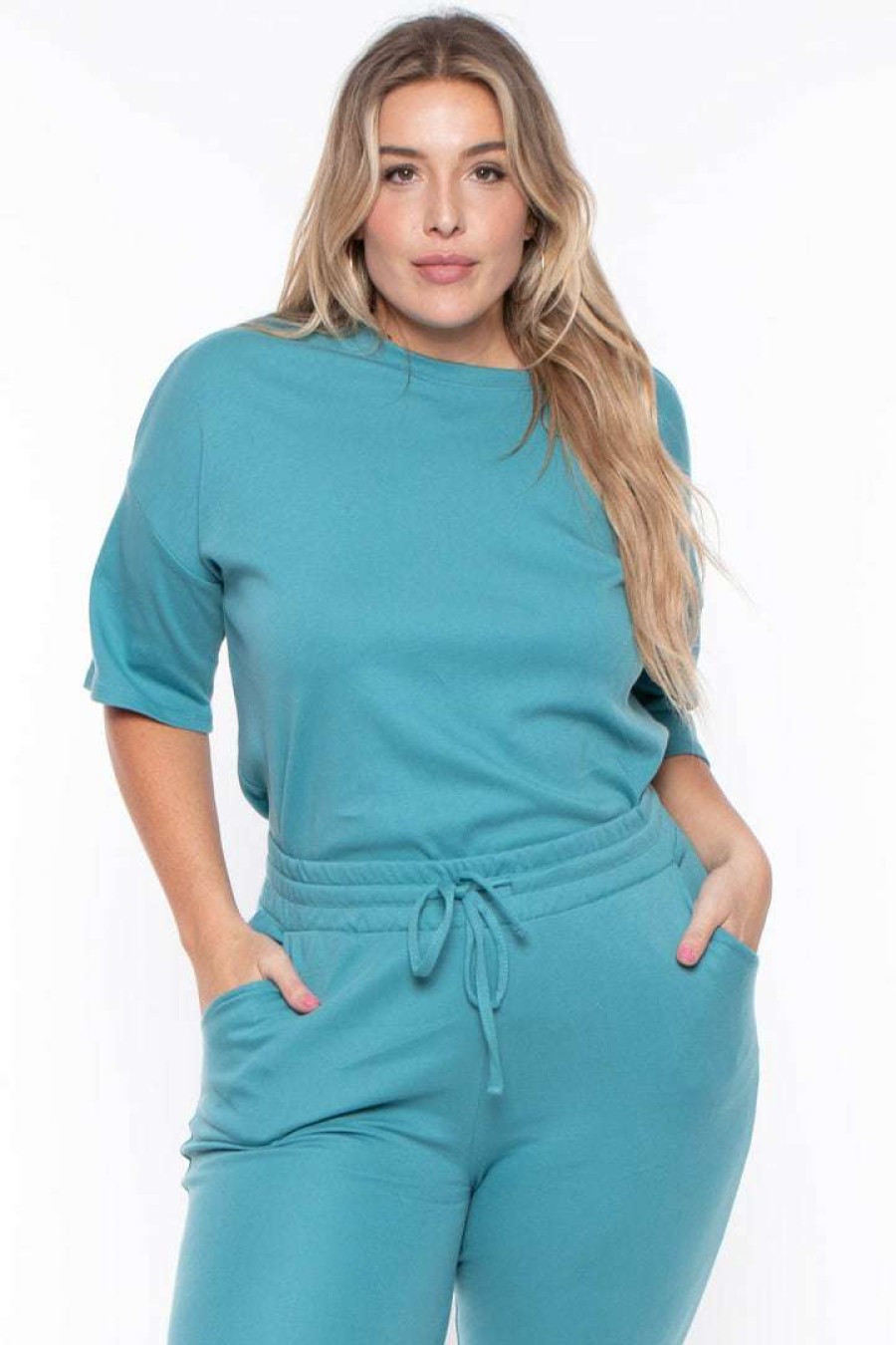 Sets * | Zenana Plus Size Camila Matching Lounge Set Sets Teal