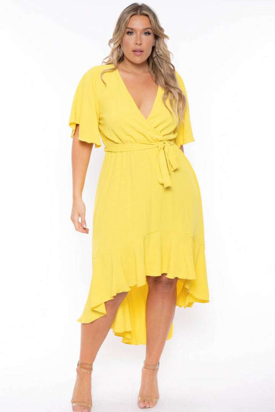 Dresses * | Bluebell Plus Size Tati Surplice Ruffle Dress New Arrivals Yellow