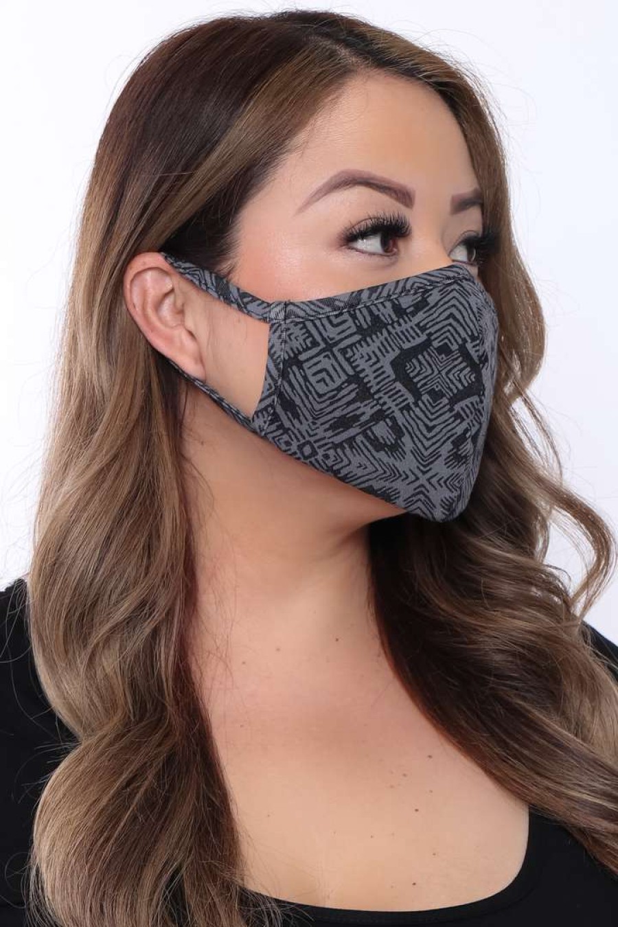 Accessories * | Curvy Sense Washable & Reusable Face Mask Abstract Black