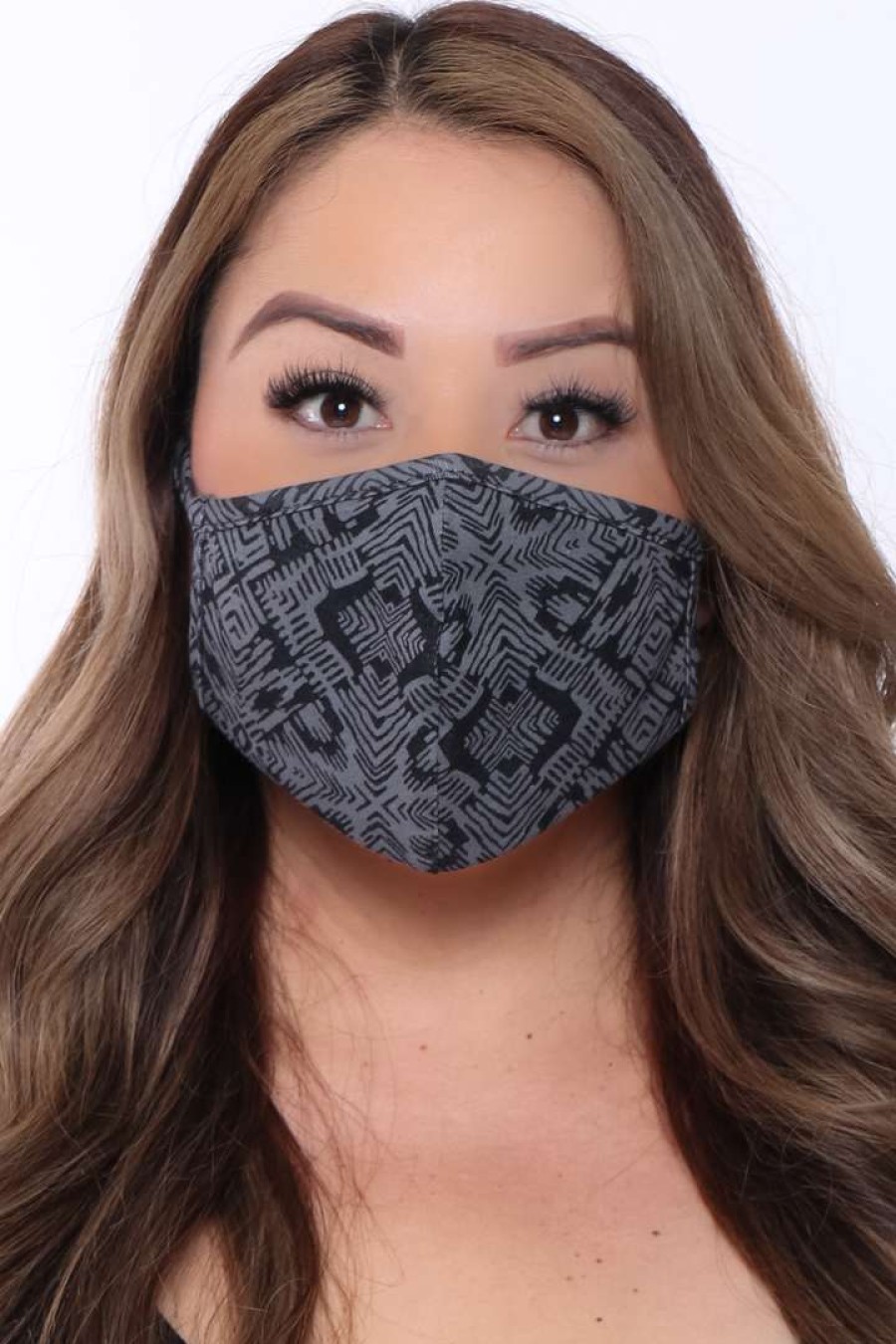 Accessories * | Curvy Sense Washable & Reusable Face Mask Abstract Black