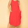 Dresses * | Zenana Plus Size Tank Maxi T-Shirt Dress New Arrivals Red