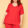 Sets * | Zenana New Arrivals Plus Size Lexa Tee And Biker Short Set Red