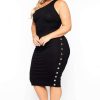 Dresses * | Curvy Sense Little Styles Plus Size Amberlyn Grommet Dress Black