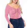 Tops * | Curvy Sense Plus Size Miyuki Slinky Bodysuit Bodysuits Mauve